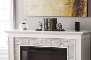 Gallery, Ledgestone Mantel Led Electric Fireplace White